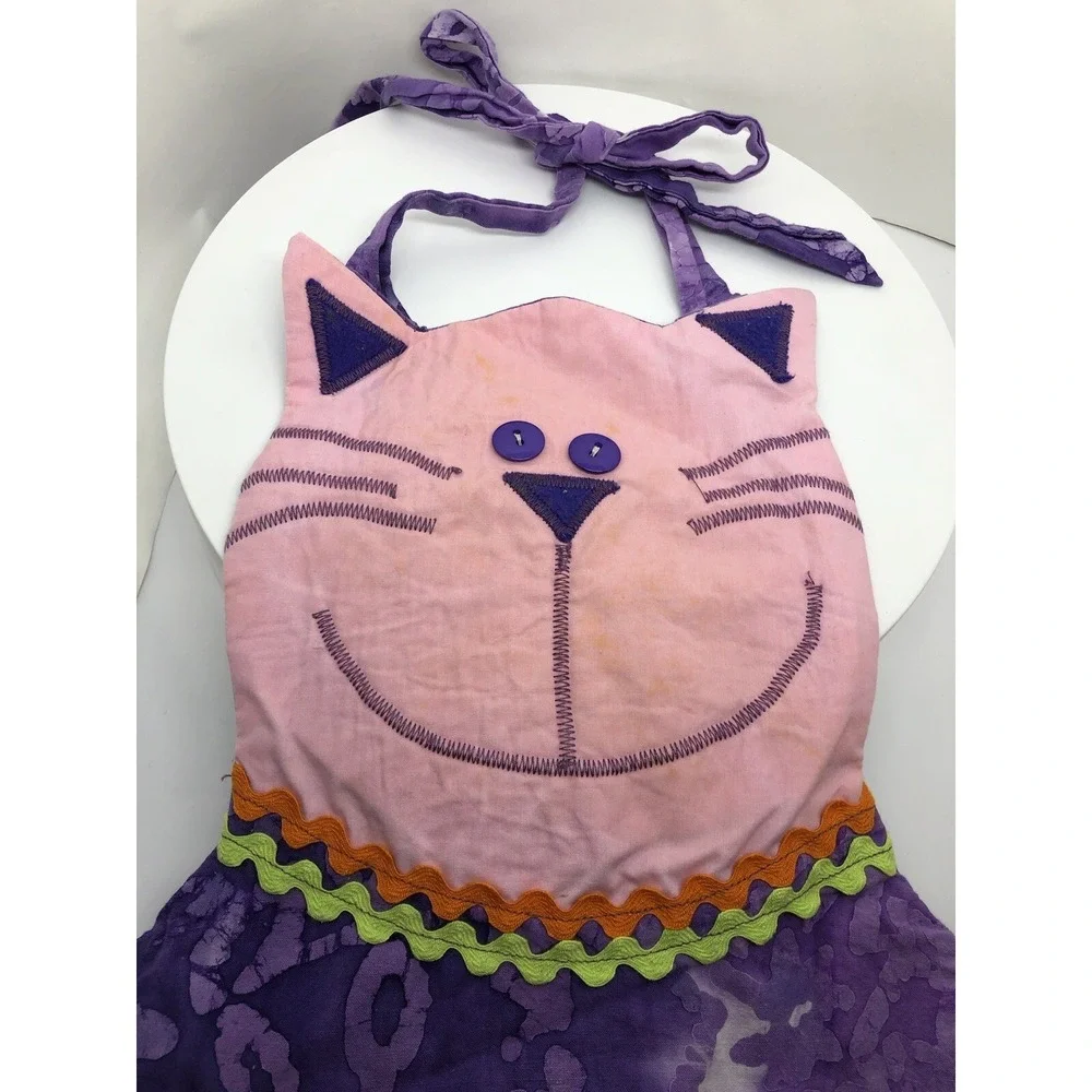 Hand Crafted Cat Apron For A Child Small‎ Tie Dye Kitty Apron 18